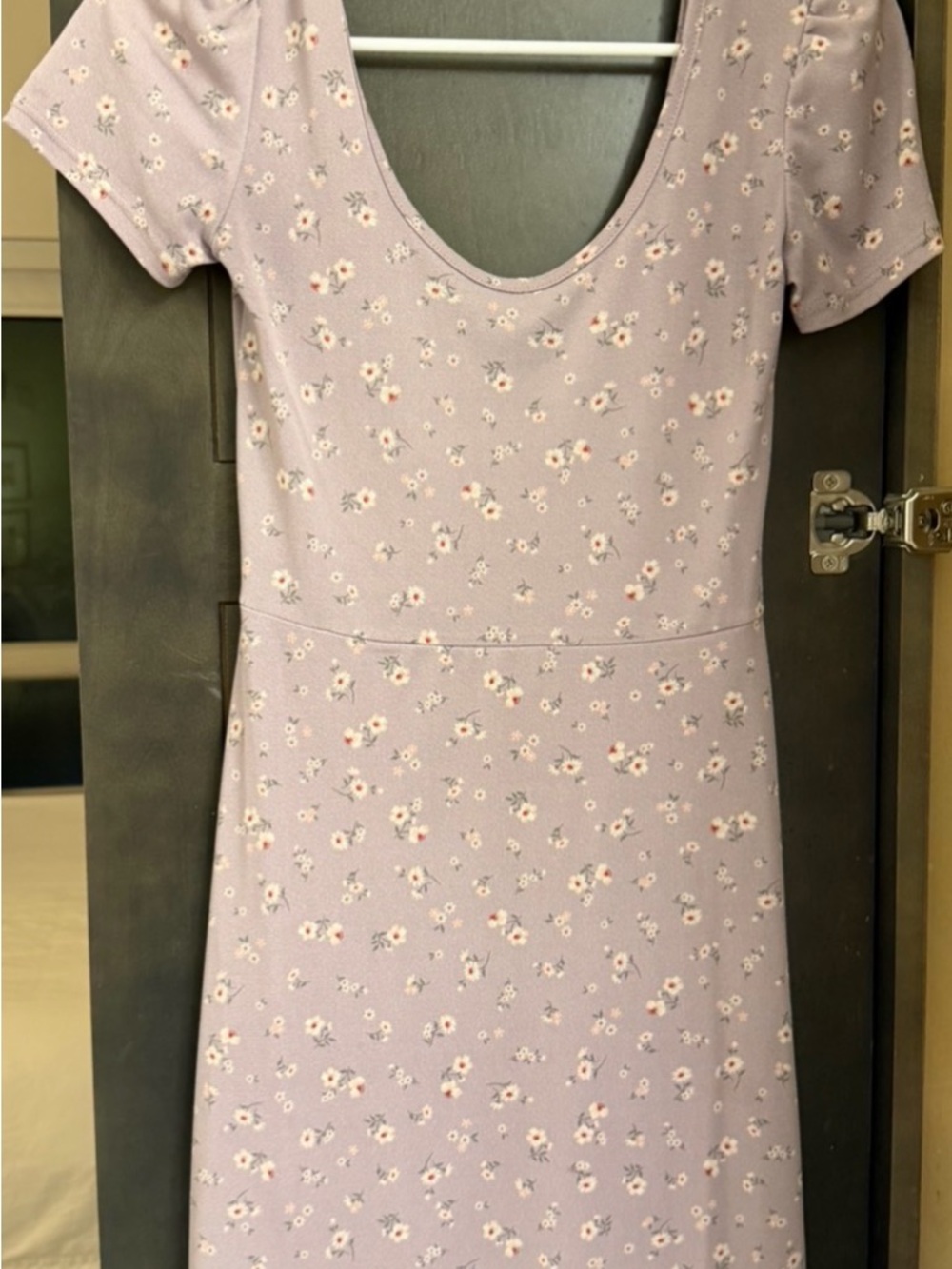 Lilac Floral Scoop Neck Mini Dress - Women